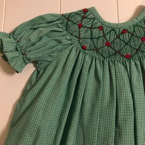 Holiday theme smocked bishop dress 🎄